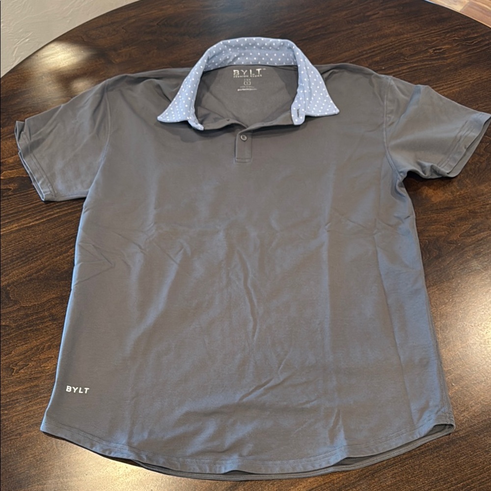 BYLT Men's Gray Polo Shirt. Size Large.